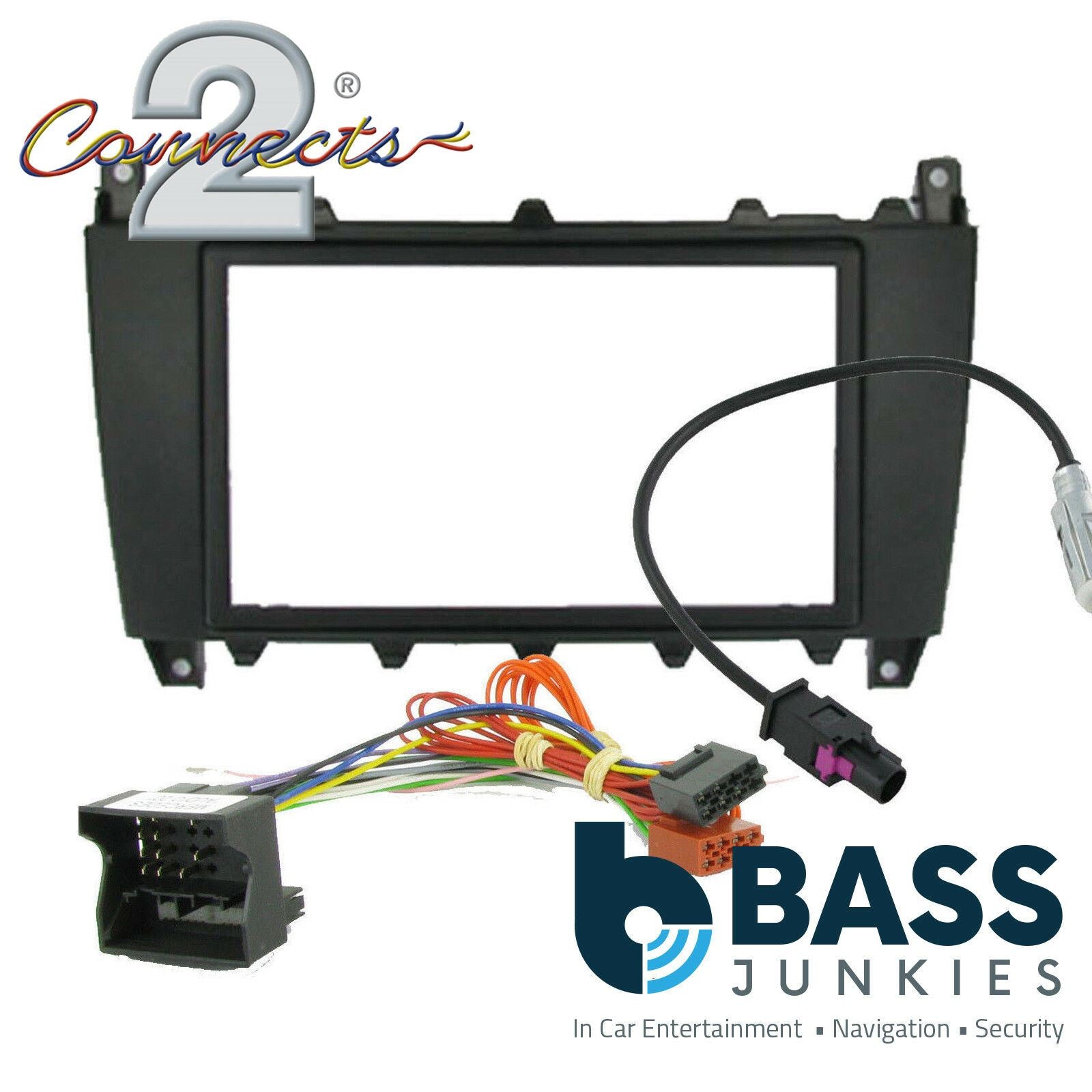 Mercedes Benz CLK W209 2004 - 2006 Car Stereo Fascia ISO & Cage Kit
