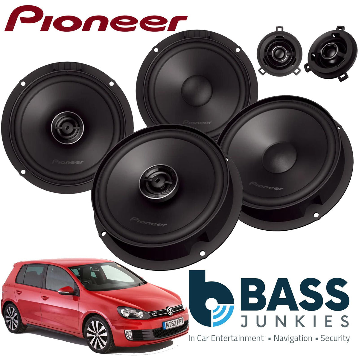 Pioneer 1400 Watts VW Golf MK6 2008-13 Pioneer Front Component and Rear Coaxial Speaker Upgrade Kit