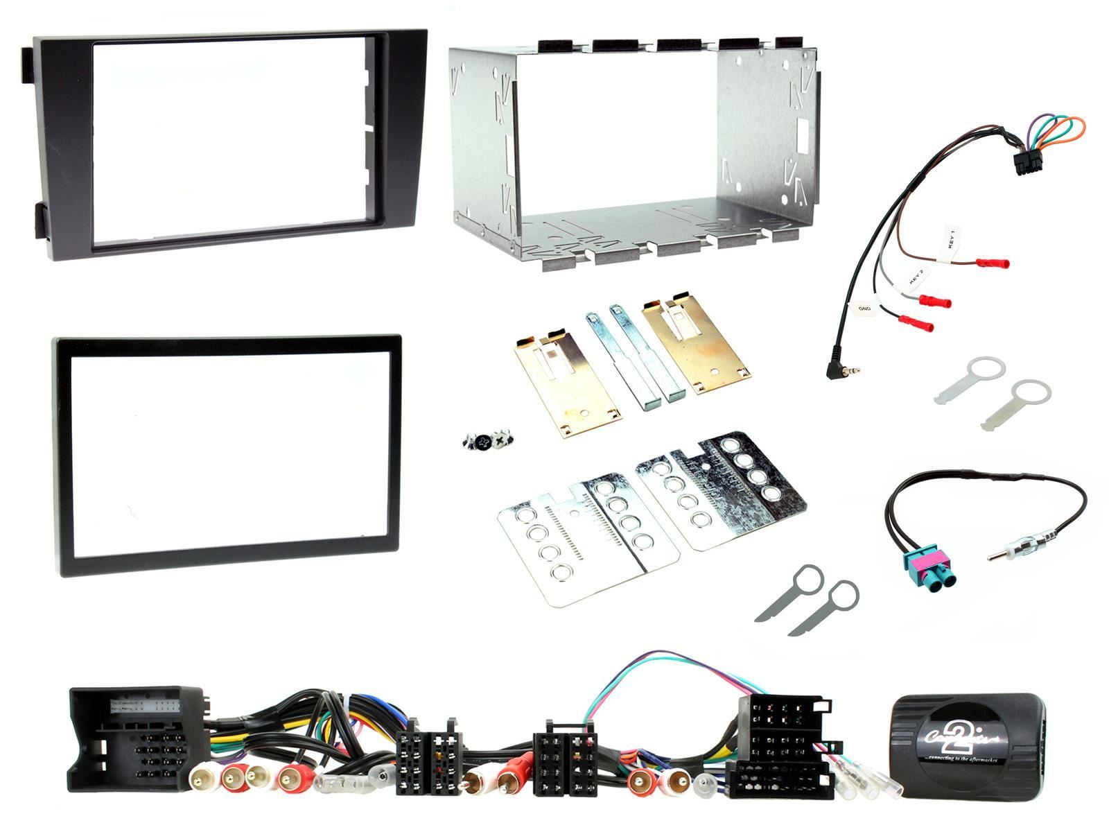 Connects 2 CTKAU05 - Audi A4 B6 2001 - 2004 Double Din Facia & Steering wheel Interface Fitting Installation Kit
