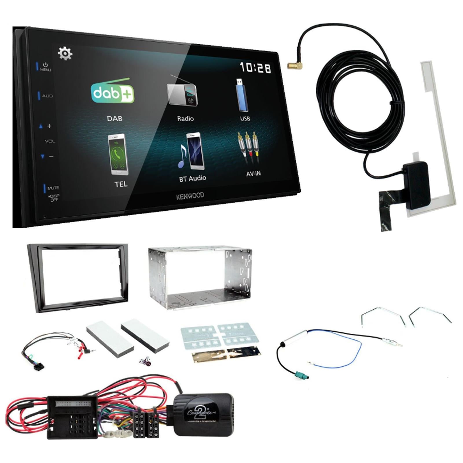 Kenwood DMX-125DAB + Connects2 Double Din + Steering Wheel Controls fits Vauxhall Corsa 2009-14