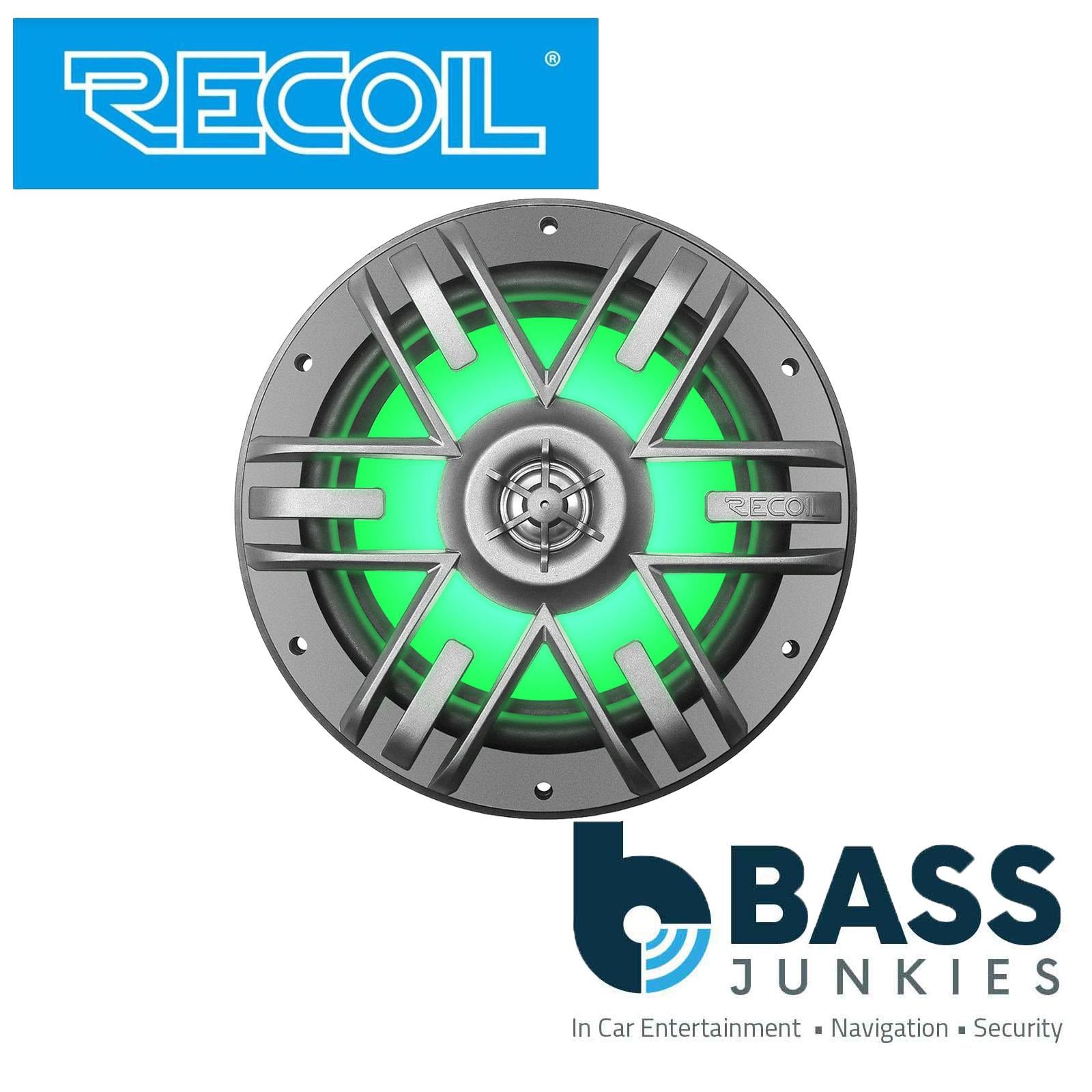 Recoil M1-65 - 6.5" 17cm Marine Boat Outdoor Speakers with Built-in RGB LED Pair