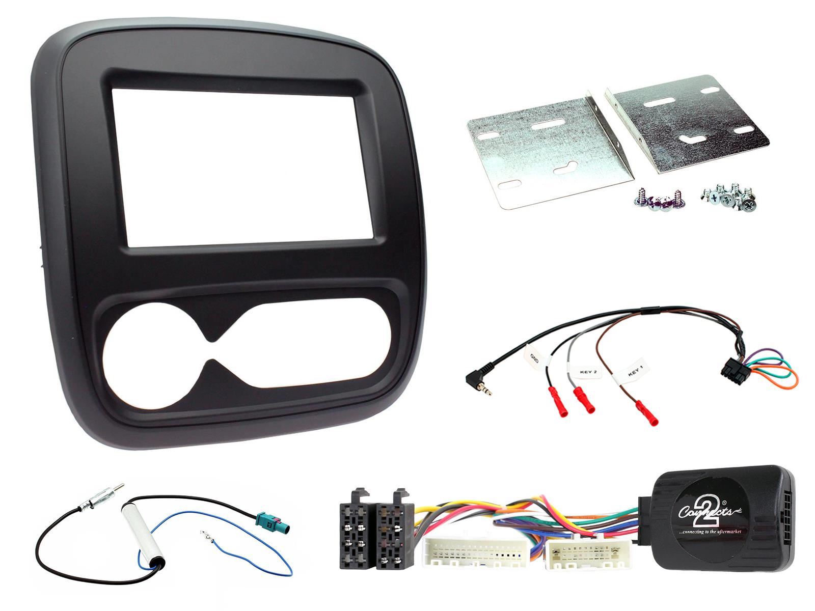 Double Din Stereo Fitting Kit + Steering Wheel Stalk Controls to fit Fiat Talento 2017-21