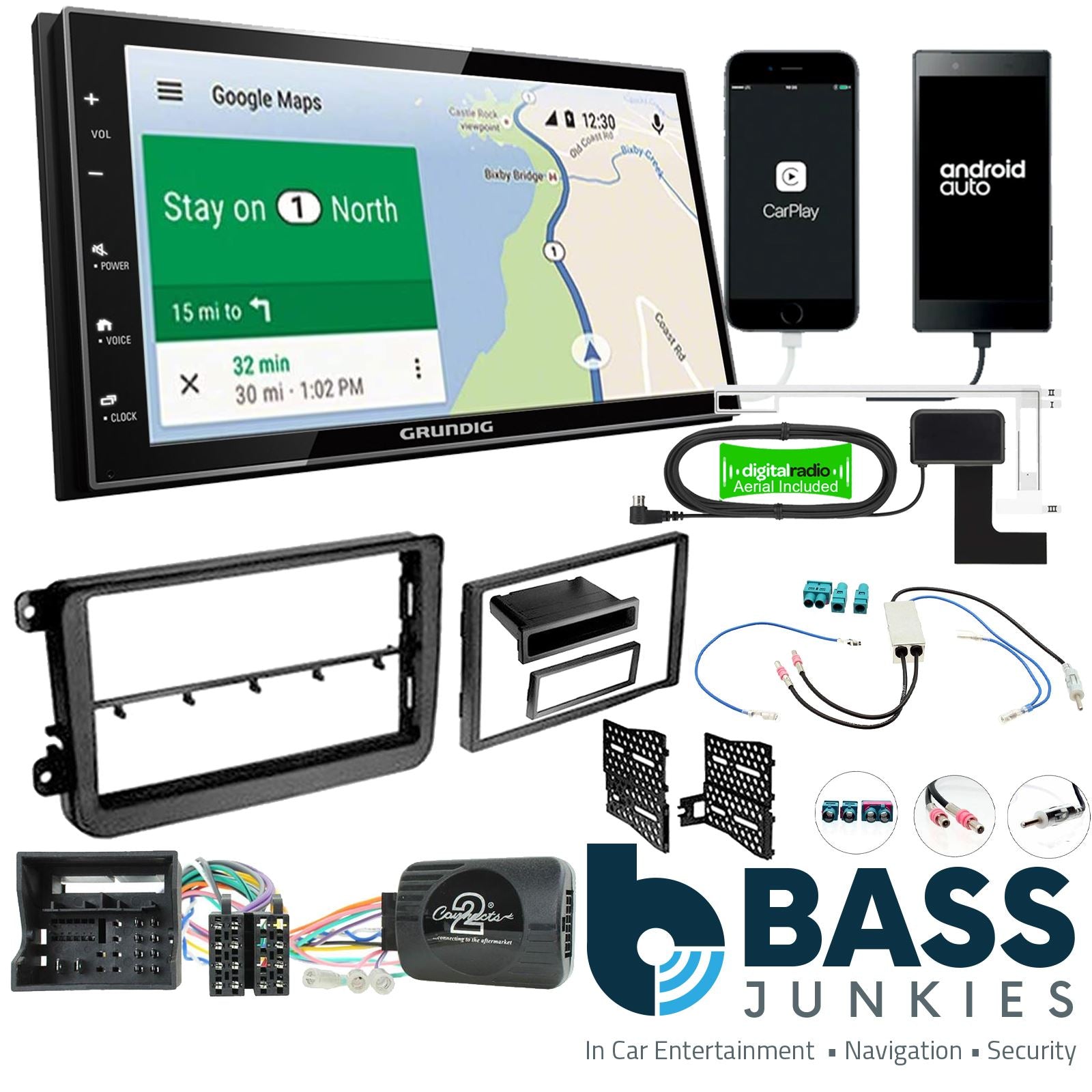 Grundig GX-3800 Double Din + Fitting Kit - to fit VW Transporter T6 2015-