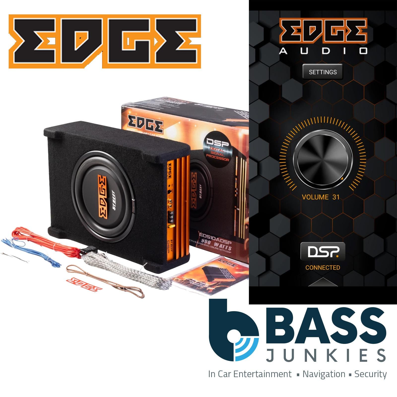 EDGE EDS10ADSP-E4 - 900 Watts Shallow Underseat Active Car Bass Box With DSP