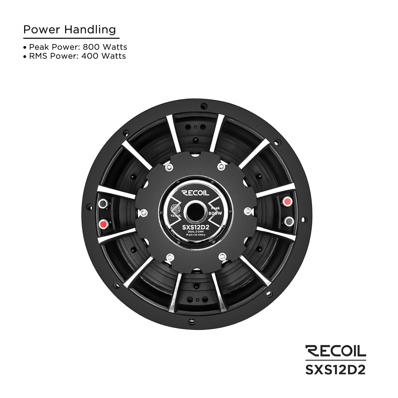 Recoil SXS12D2 - 800 Watts 12" Ultra Slim Shallow Dual 2 Ohm Car Sub Subwoofer