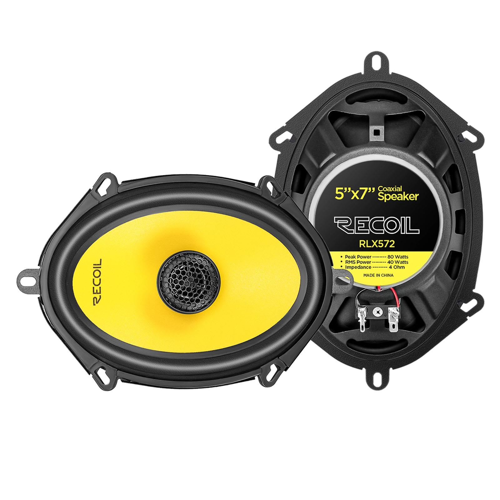 Recoil RLX572 - 160 Watts 5x7" Inch 2-way Coaxial Car Door Speakers Pair