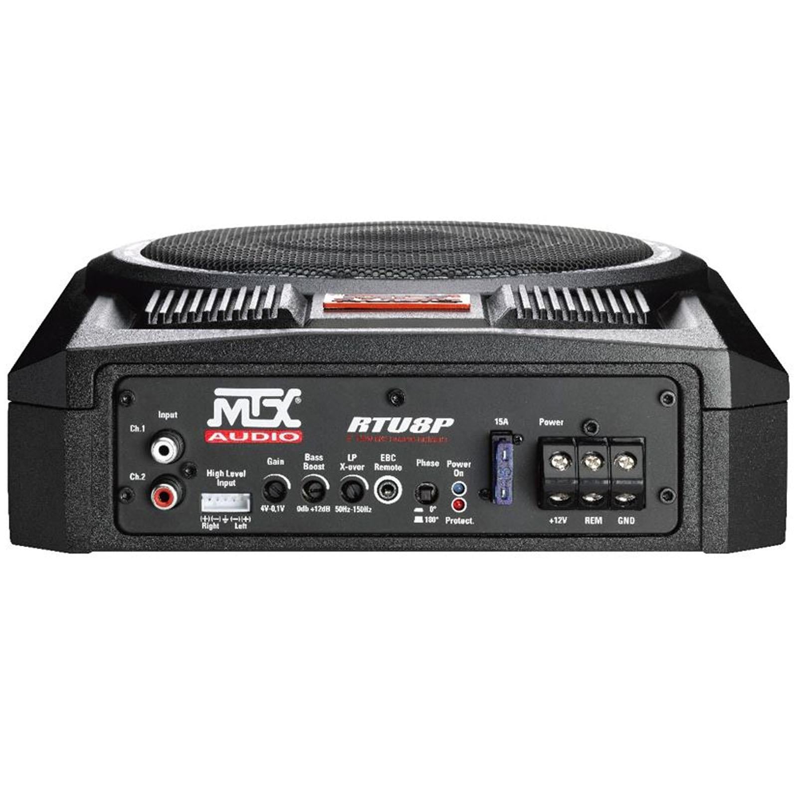 MTX RTU8P - 600 Watts 8" 20cm Active Amplified Car Under Seat Slim Fit Subwoofer