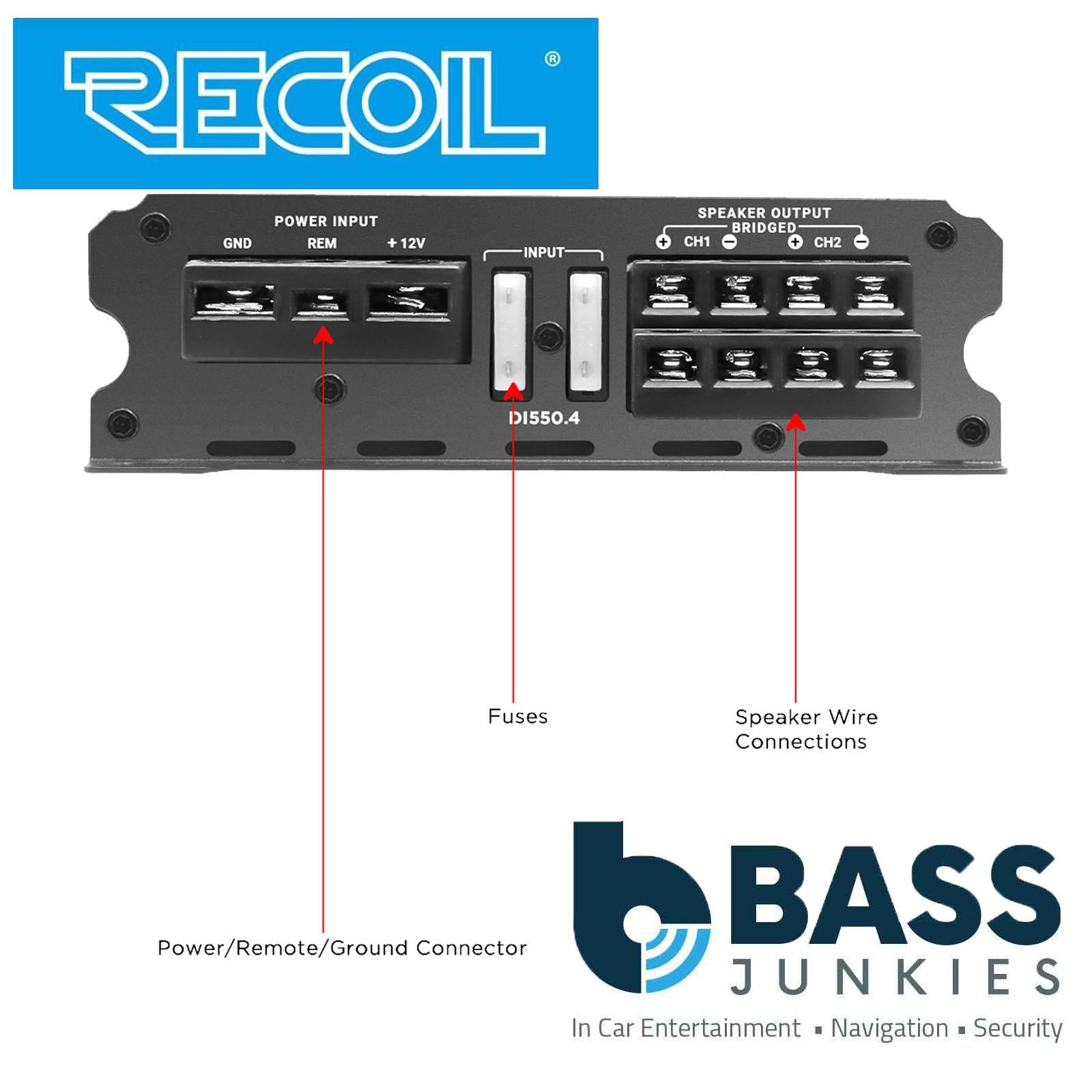Recoil DI550.4 - 1040 Watts 4-Channel 2-4 Ohm Stable Class-D Car Amp Amplifier