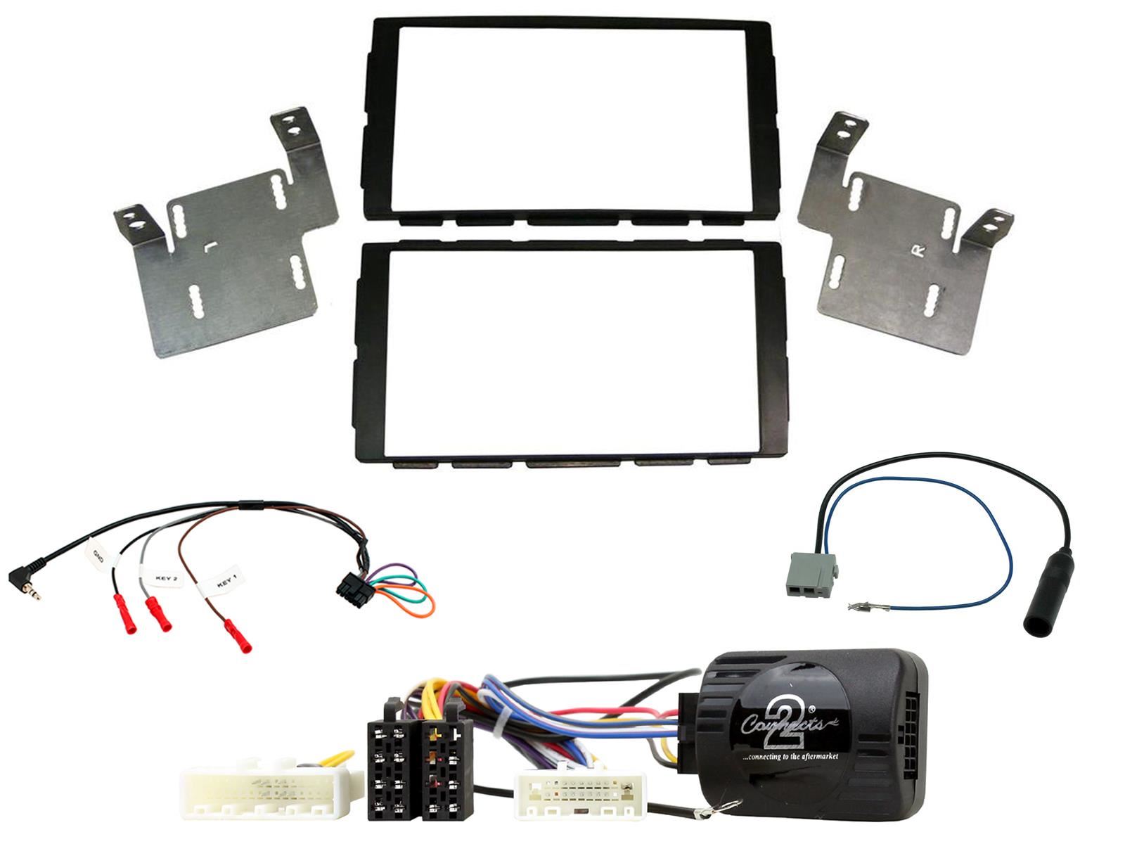 Double Din Stereo Fitting Kit + Steering Wheel Stalk Controls to fit Nissan Note 2012-17