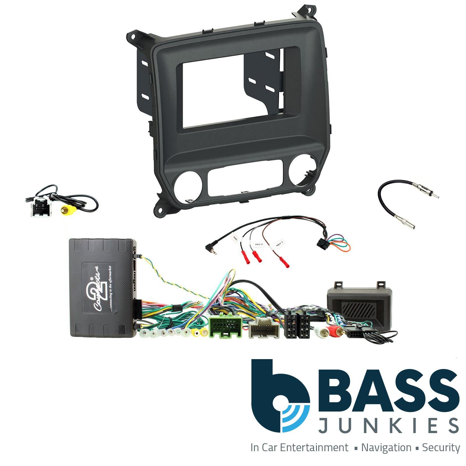 Double Din Stereo Fitting Kit + Steering Wheel Stalk Controls to fit Chevrolet Silverado 2014-