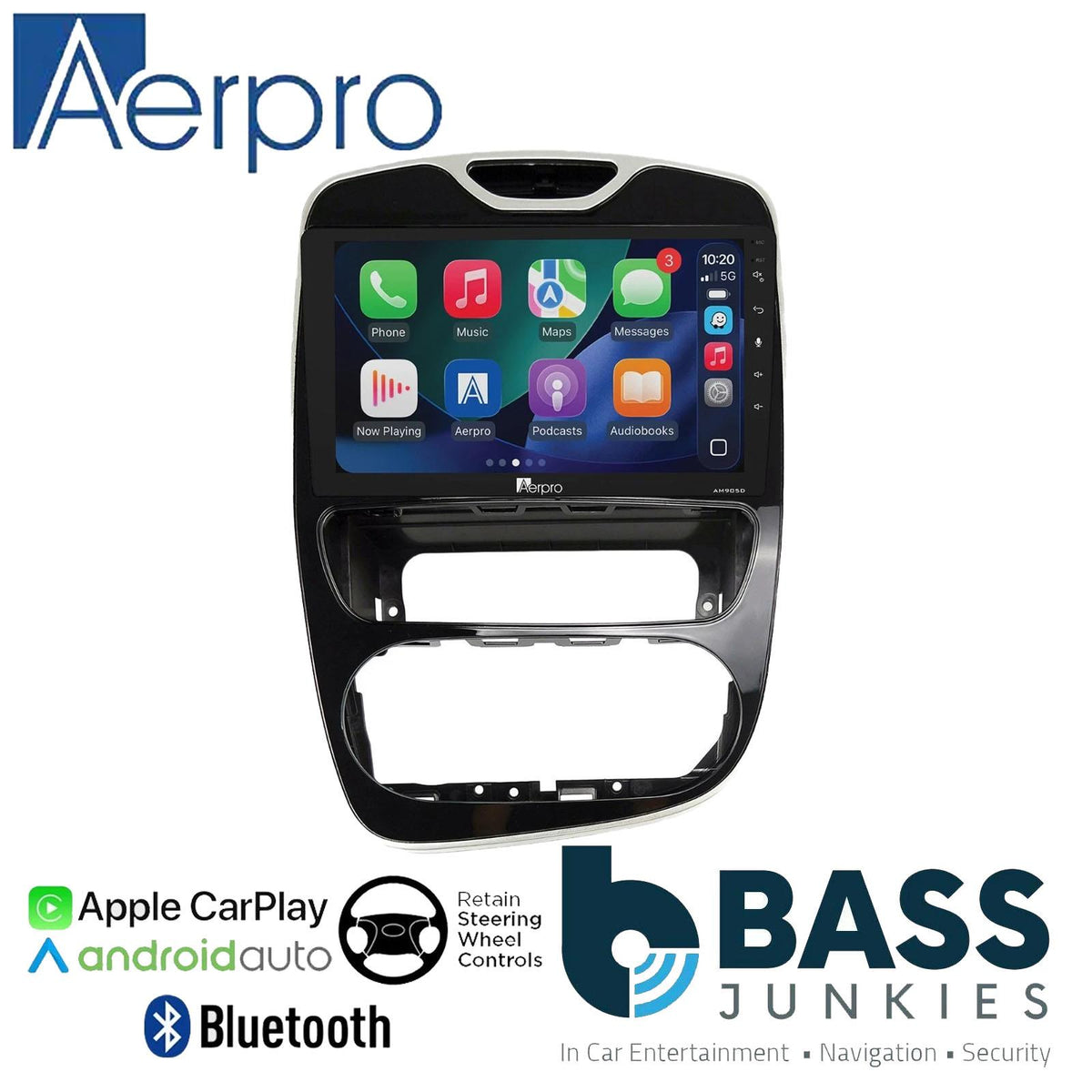 Aerpro 9" DAB CarPlay Android Car Stereo Kit For Renault Clio Black 2017 Onward