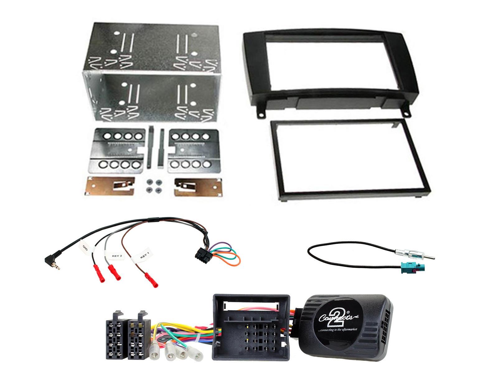 Connects2 CTKMB15 - Mercedes Benz CLK 2004 - 2009 Double Din Fascia & Steering Wheel Interface Installation Kit