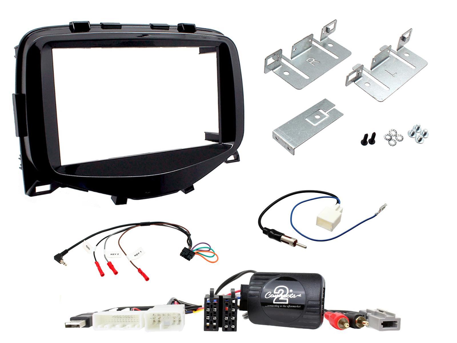 SONY DAB+ Apple | Android Double Din Stereo Fitting Kit + Steering Wheel Stalk Controls to fit Peugeot 108 2014-21