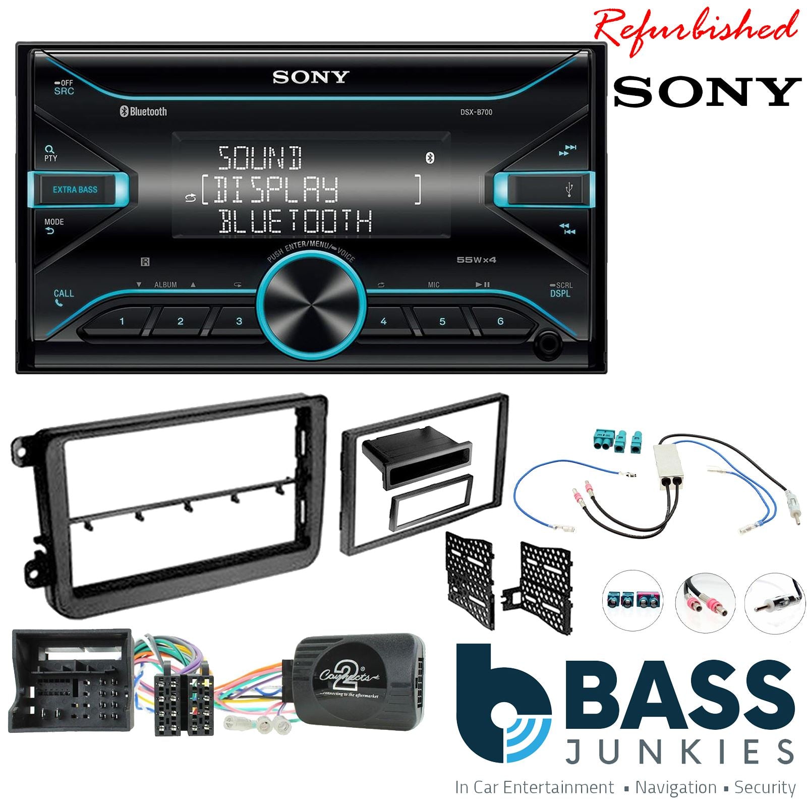 Sony DSX-B700 Bluetooth MP3 USB AUX 4 x 55W Double Din Car Stereo Radio Player + CTK Fitting Kit fits Volkswagen Jetta 2011-18