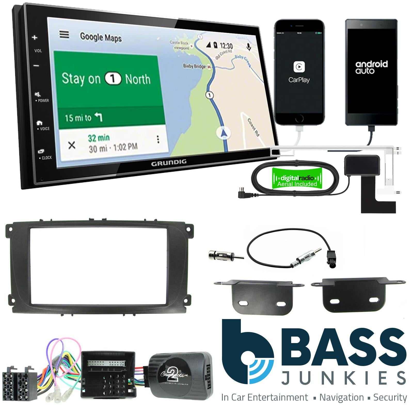 Grundig GX-3800 Double Din + Fitting Kit - to fit Ford Mondeo 2007-14