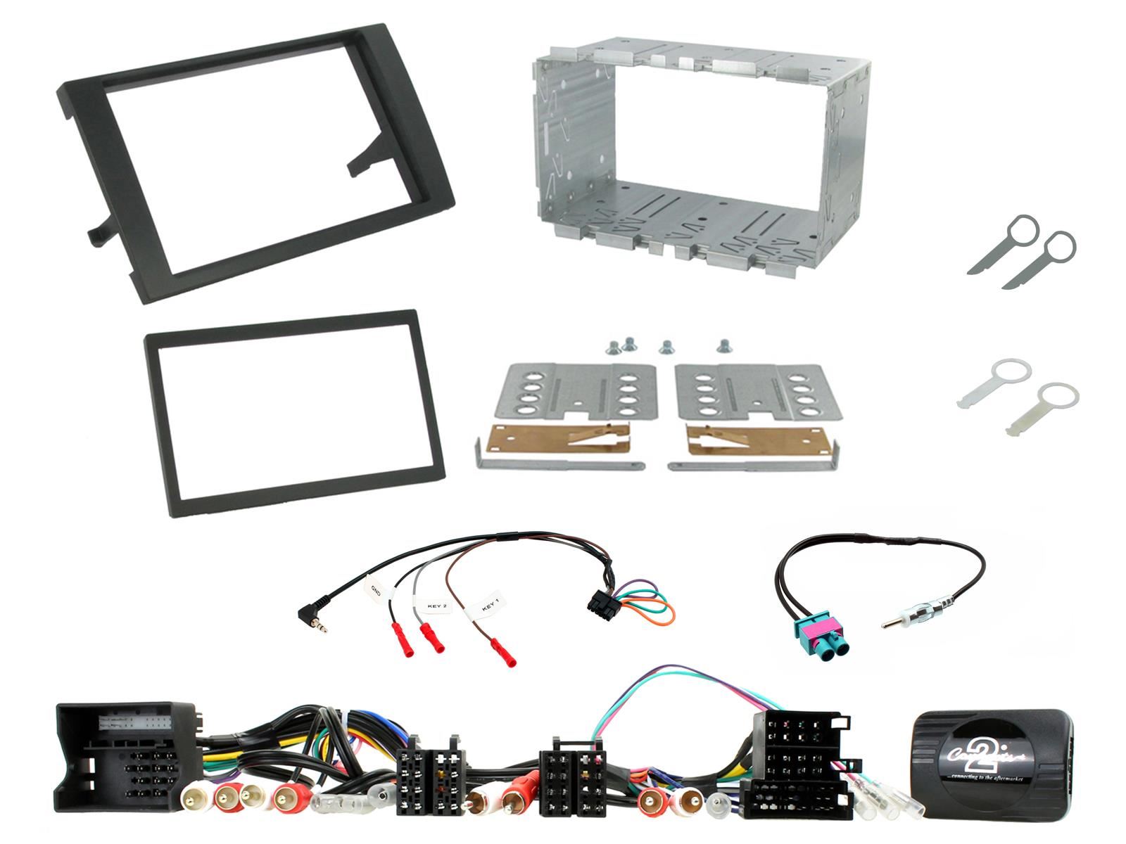 Connects 2 CTKAU04 - Audi A4 2007 - 2009 Double Din Facia & Steering wheel Interface Fitting Installation Kit (B7 Convertible)