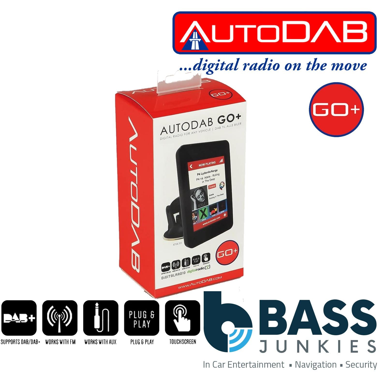 AutoDAB GO-PLUS - Plug and Play 3.5" Touchscreen Car Radio DAB/DAB+ Add On