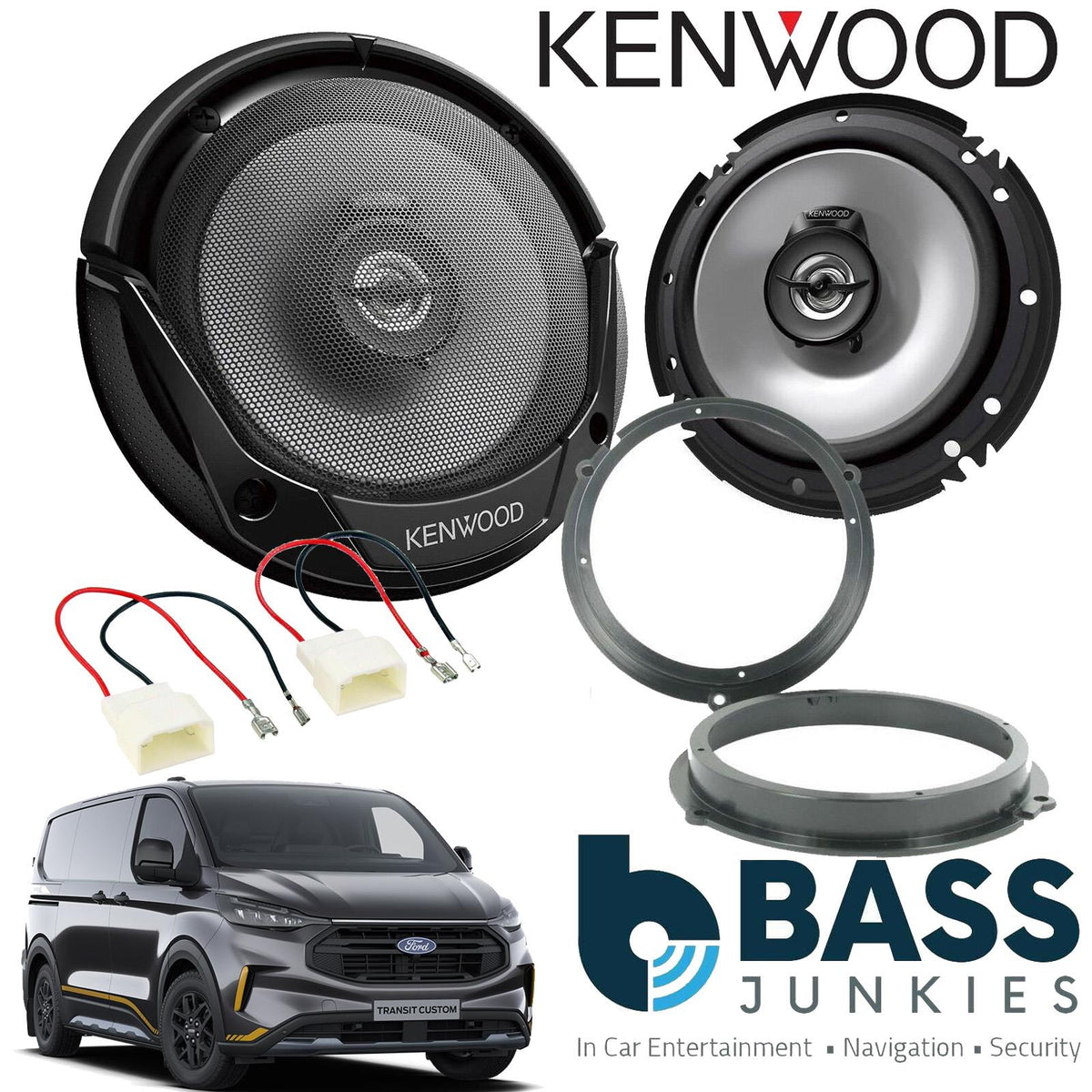 Ford Transit Custom (V710) 2024 On Kenwood 600 Watts Front Door Speakers Upgrade Kit