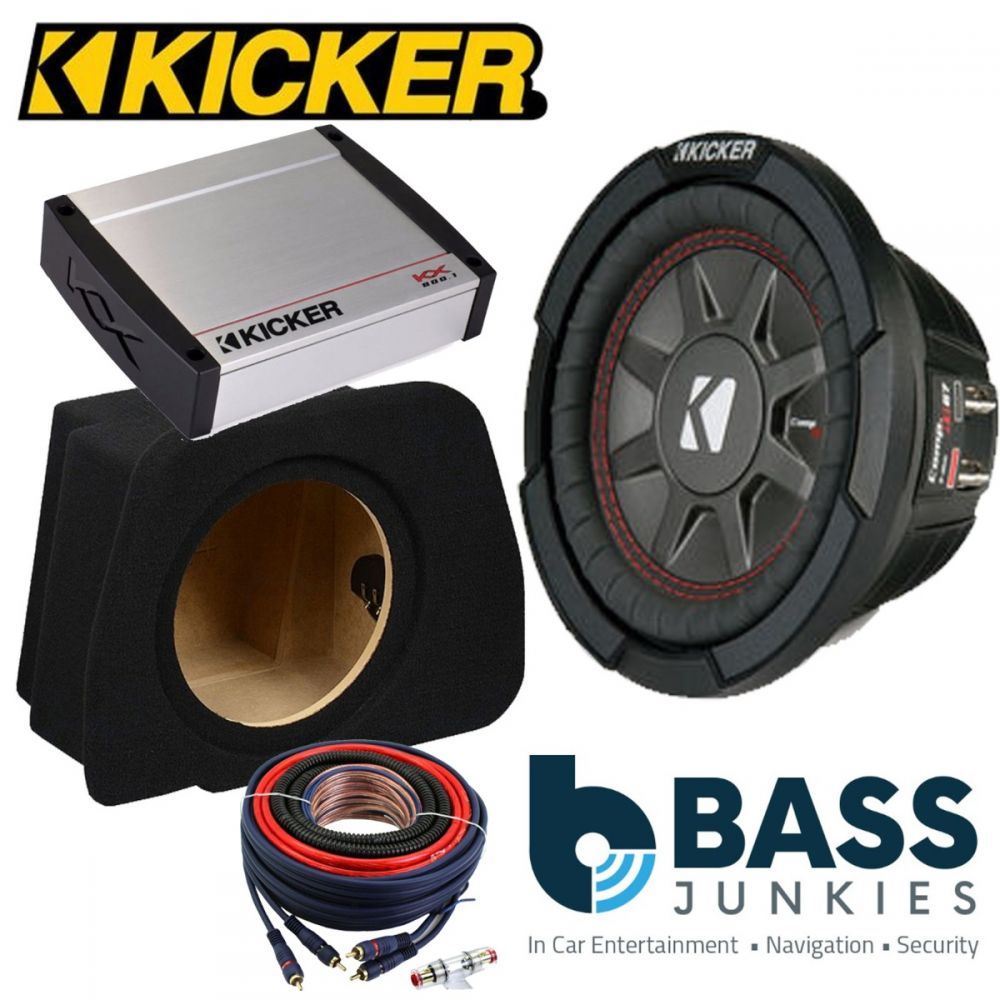 Audi A4 Sedan B8 2008 Onwards Kicker CWRT102 - CompRT 10" 25cm 800 Watts Car Subwoofer Custom Bass Box Kit & Kicker KX800.1 800 Watts Monoblock Class D Car Amplifier