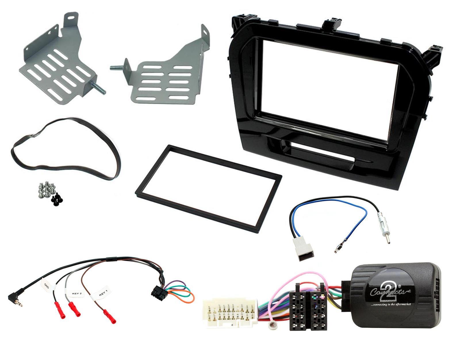 Grundig 6.8" Apple Android Double Din Stereo Fitting Kit + Steering Wheel Stalk Controls to fit Suzuki Vitara 2015-18