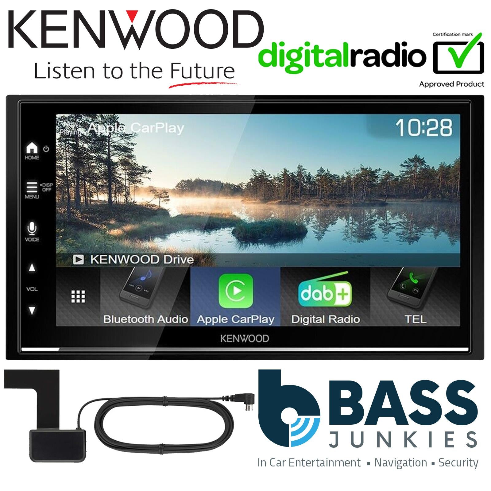 Kenwood DNX-7170DABS 7" Screen + DAB Aerial + Connects2 Double Din Grey Fascia + Steering Wheel Controls fits Ford Transit 2015-21