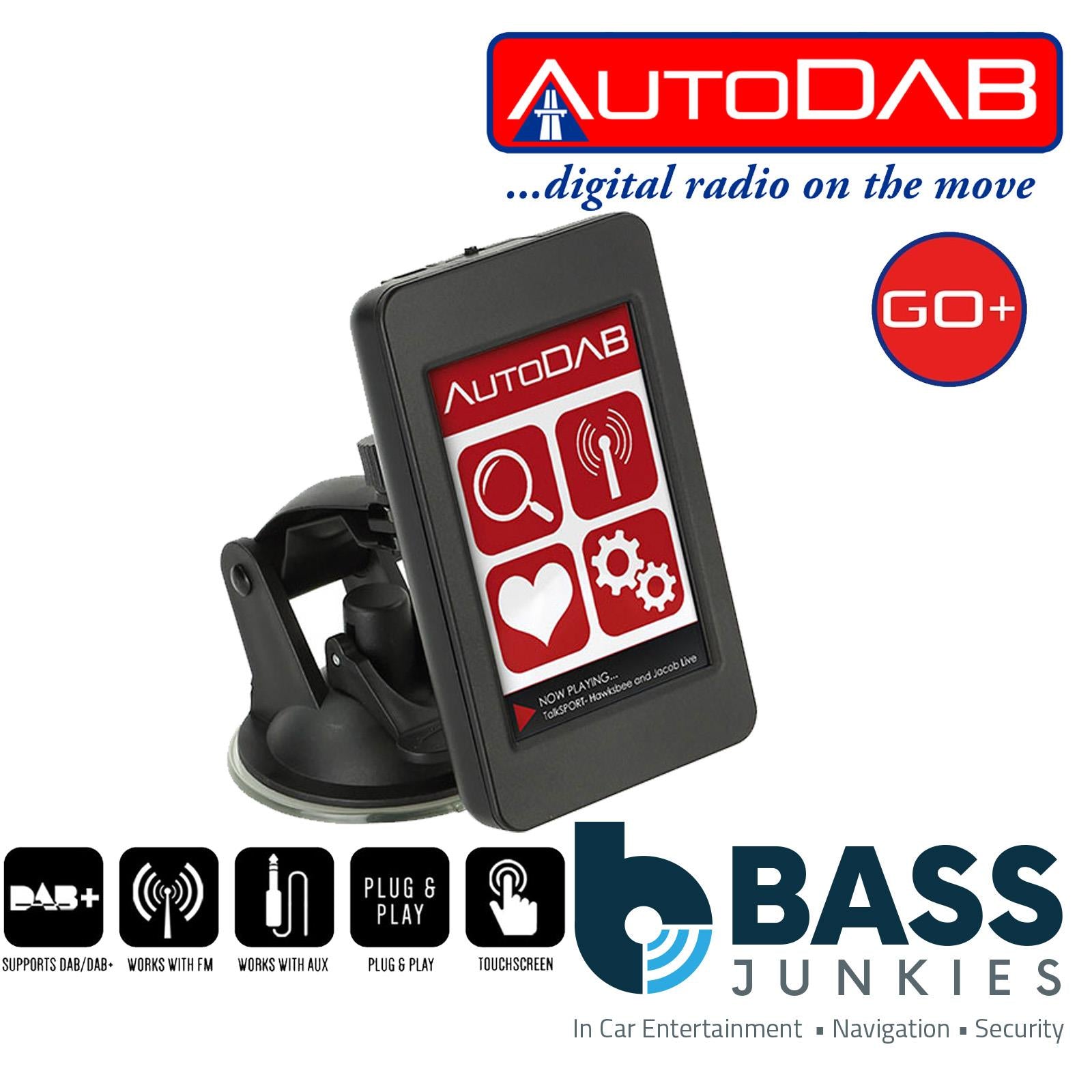 AutoDAB GO-PLUS - Plug and Play 3.5" Touchscreen Car Radio DAB/DAB+ Add On