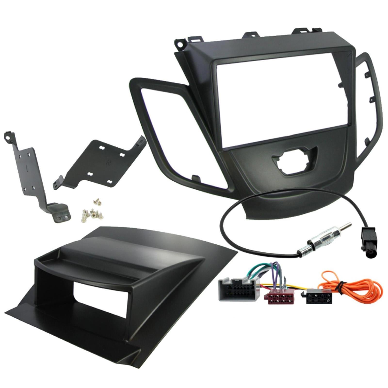 Ford Fiesta MK7 2010-17 Black Double Din Car Stereo Fascia Panel ISO Fitting Kit