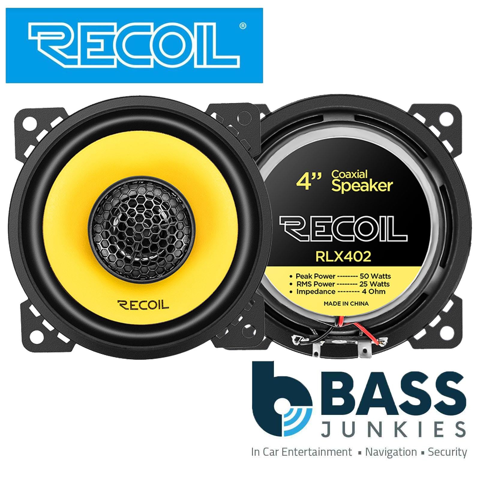 Recoil RLX402 - 120 Watts 4" Inch 10cm 2-Way Coaxial Car Door Speakers Pair