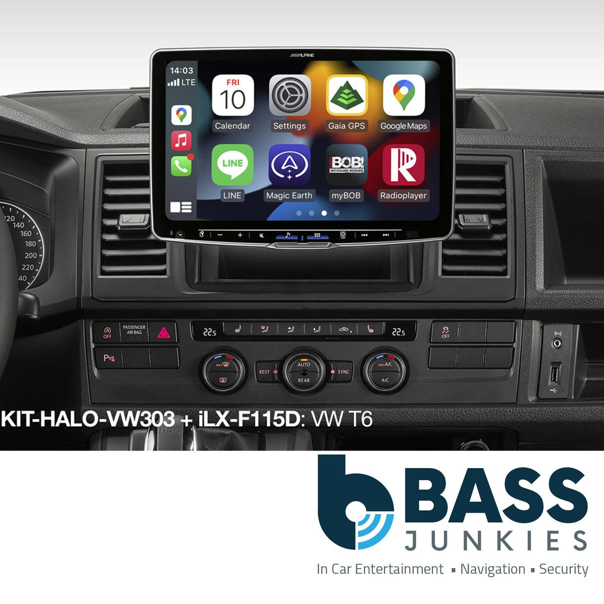 Alpine KIT-HALO-VW303 VW Seat Skoda 1-DIN/2-DIN Car Stereo Fascia & Fitting Kit