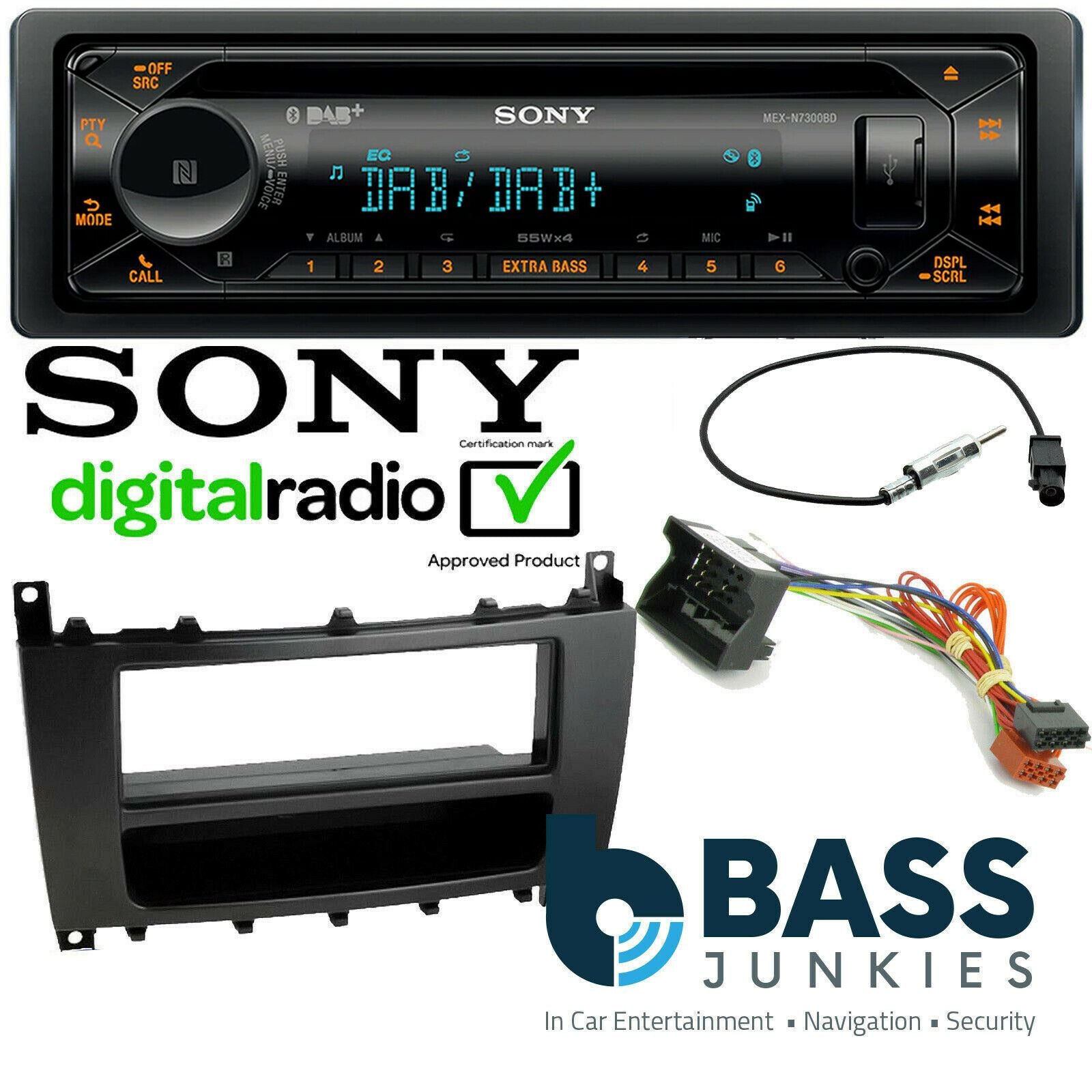 Mercedes Benz CLS 2005 On Sony DAB CD MP3 USB Bluetooth Car Stereo Fitting Kit