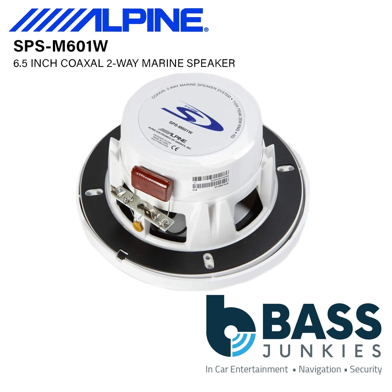 Alpine SPS-M601W - 220 Watts 16.5cm 6.5" 2-Way Boat Yacht Marine Speakers Pair