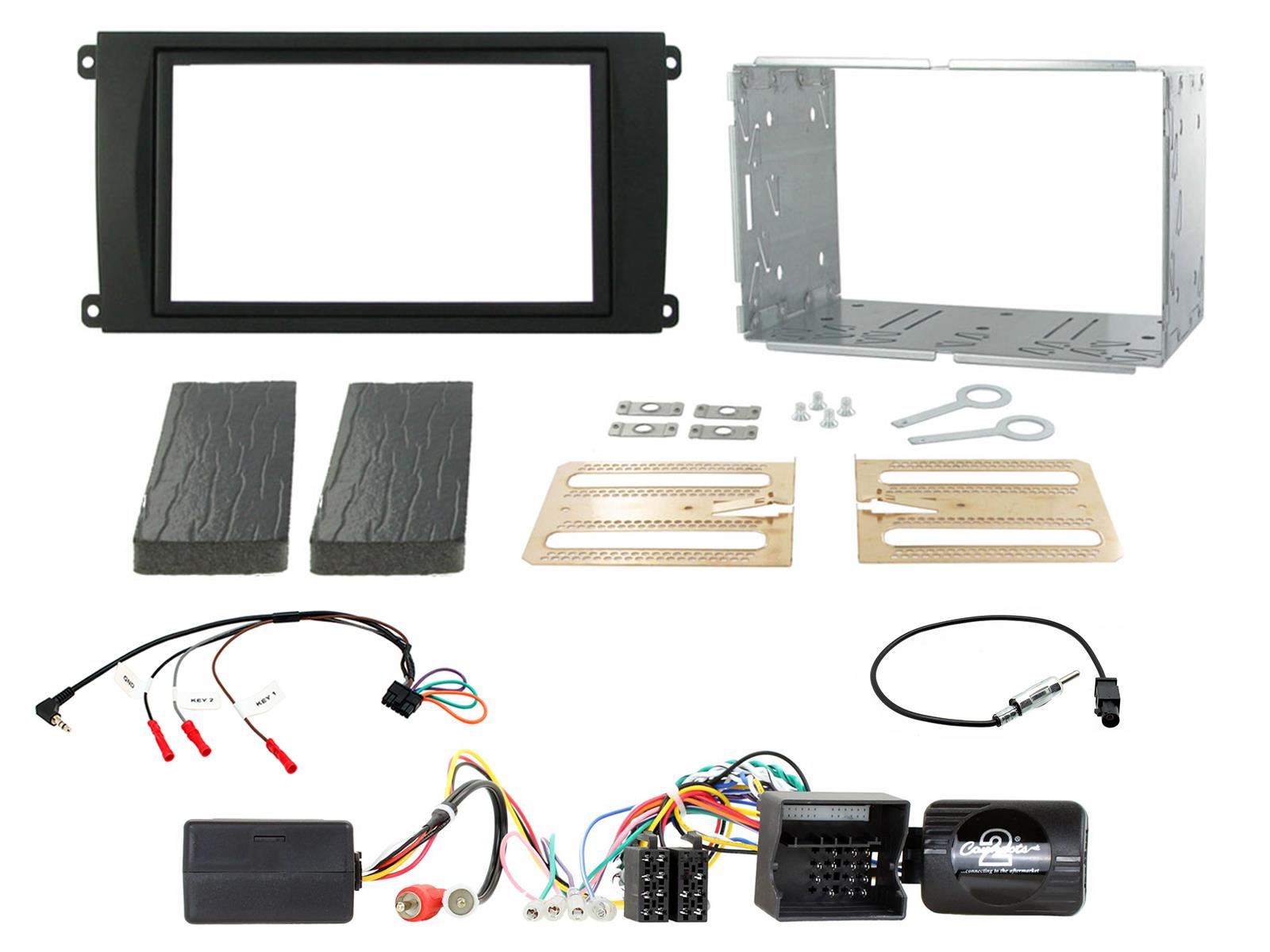 SONY DAB+ Apple | Android Double Din Stereo Fitting Kit + Steering Wheel Stalk Controls to fit Porsche Cayenne 2007-10