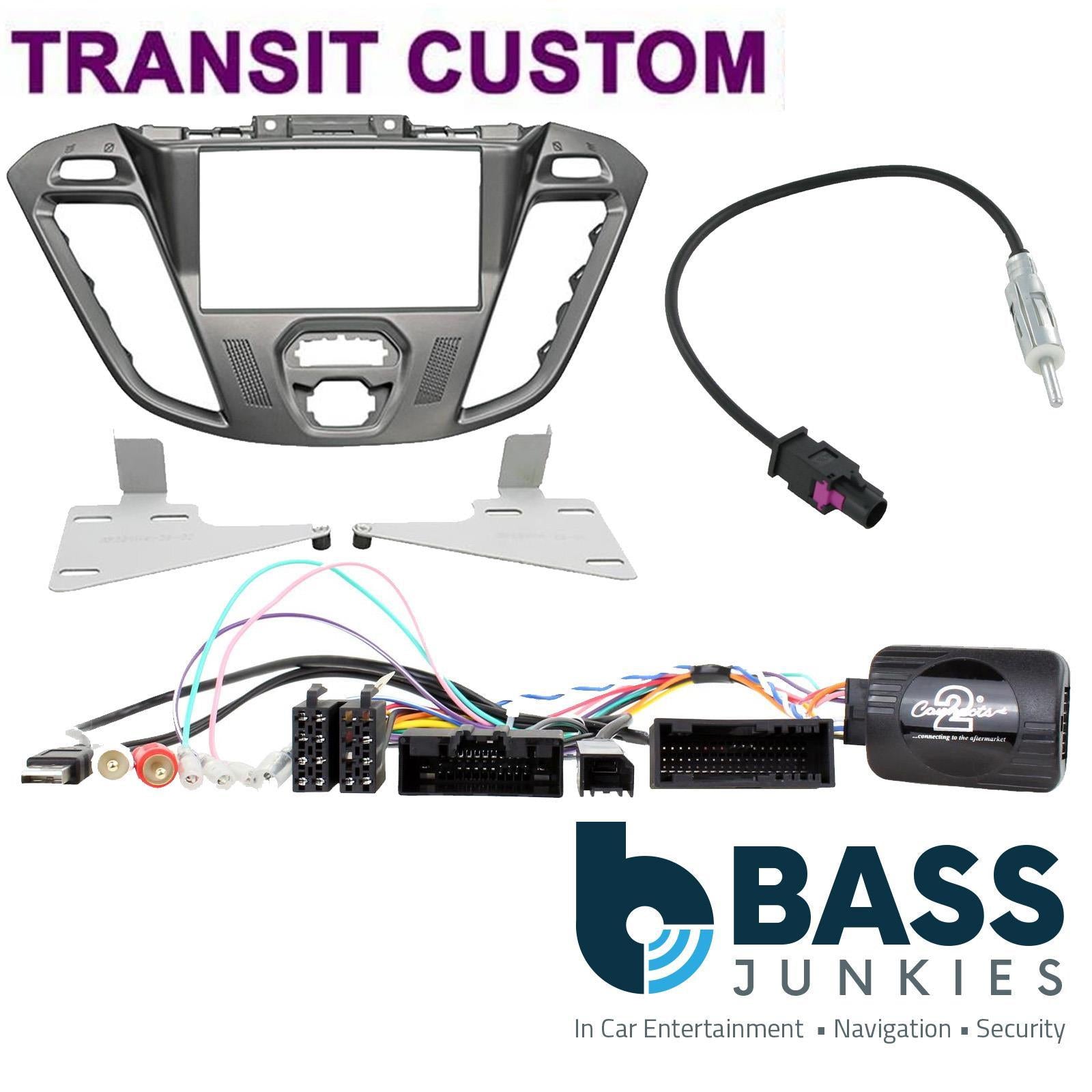 Ford Transit Custom 2015-18 Euro6 Car Stereo Silver Fascia & Steering Kit CTKFD41