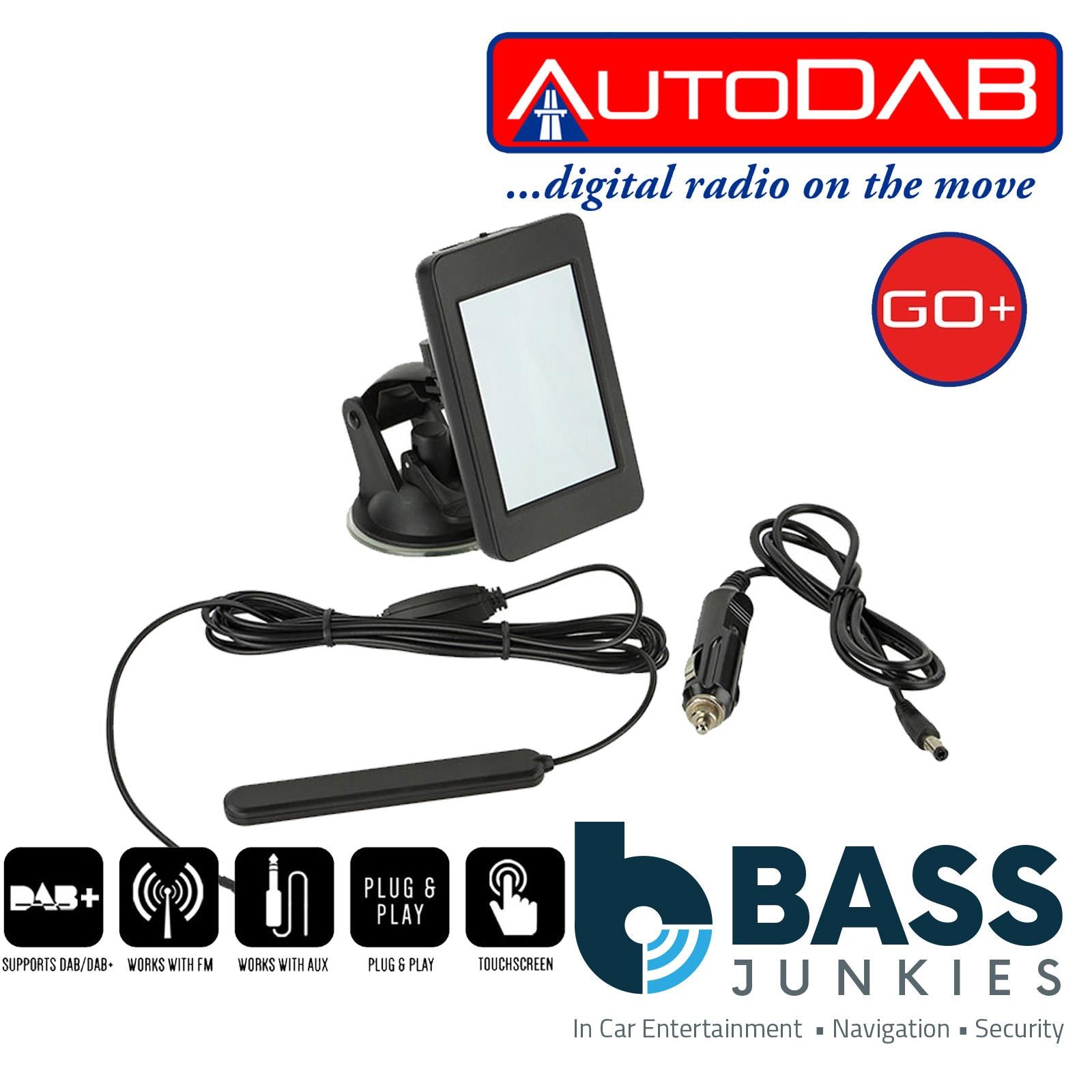 AutoDAB GO-PLUS - Plug and Play 3.5" Touchscreen Car Radio DAB/DAB+ Add On