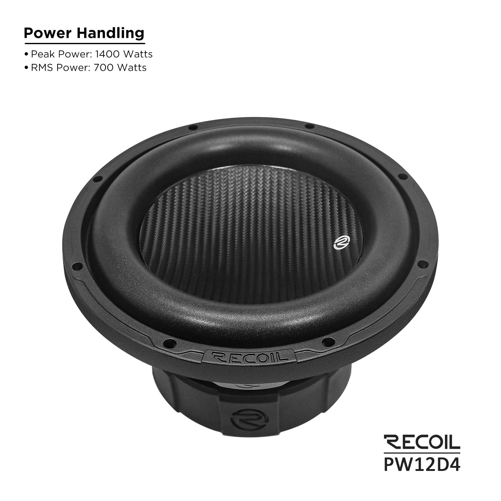 Recoil PW12D4 - 1400 Watts Echo Pro Series 12-Inch Dual 4-ohm Car Subwoofer