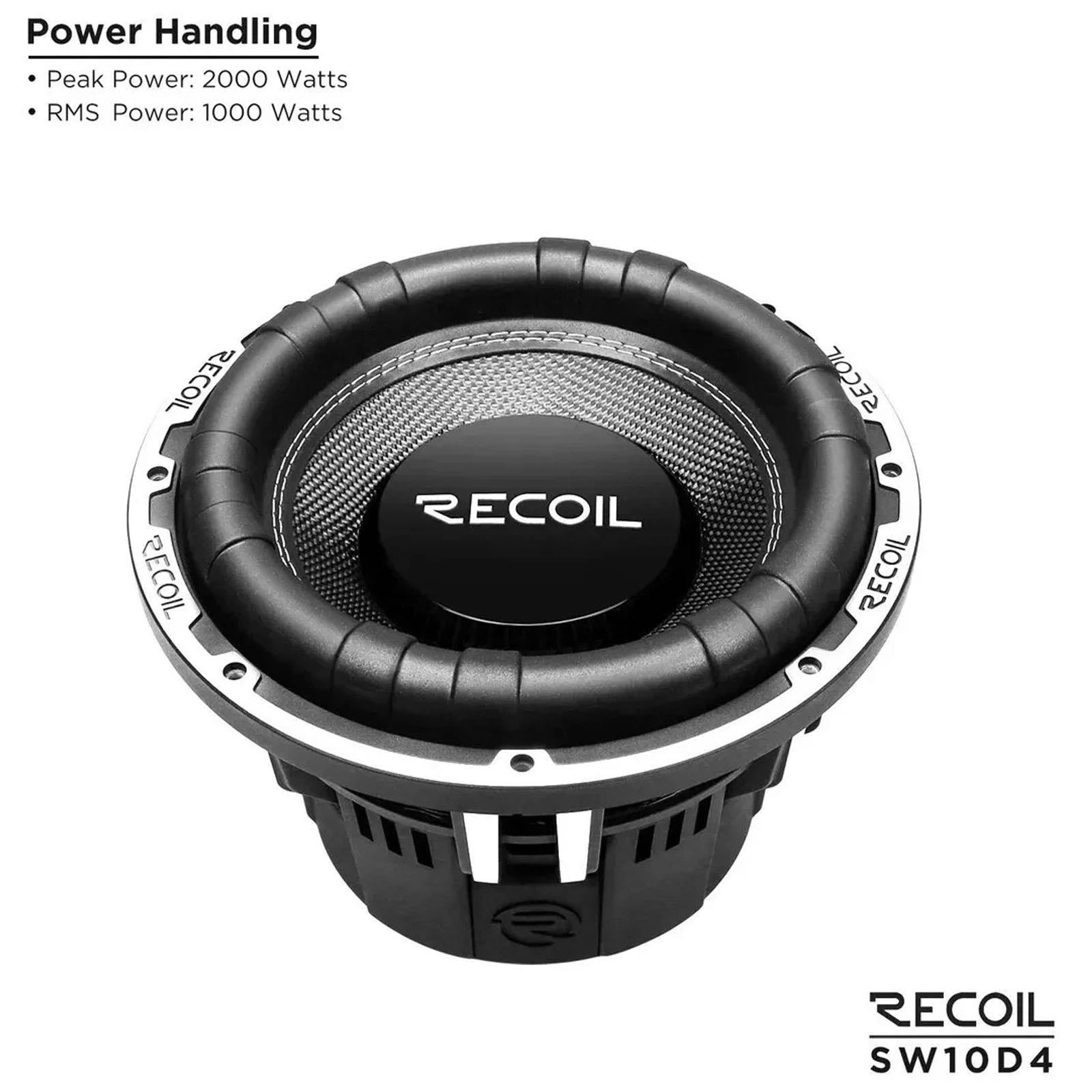 Recoil SW10D4 -   2000 Watts  Peak 10" Inch 25cm Dual 4-Ohm Car Sub Subwoofer