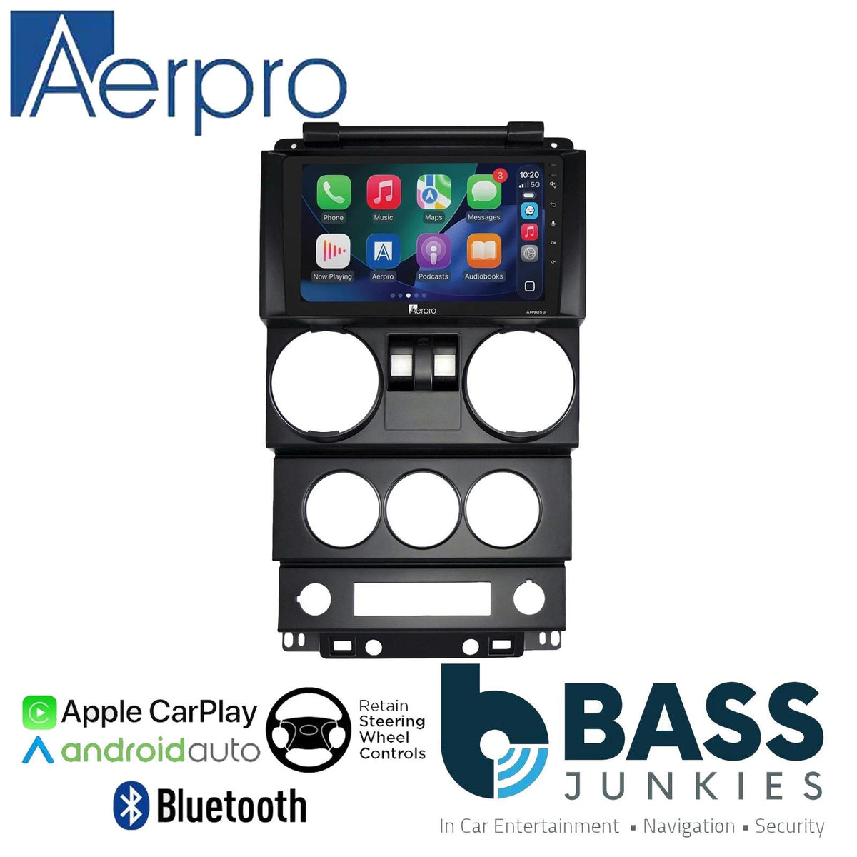 Aerpro 9" DAB CarPlay Android Car Stereo Kit For Jeep Wrangler Rubicon 2008-10