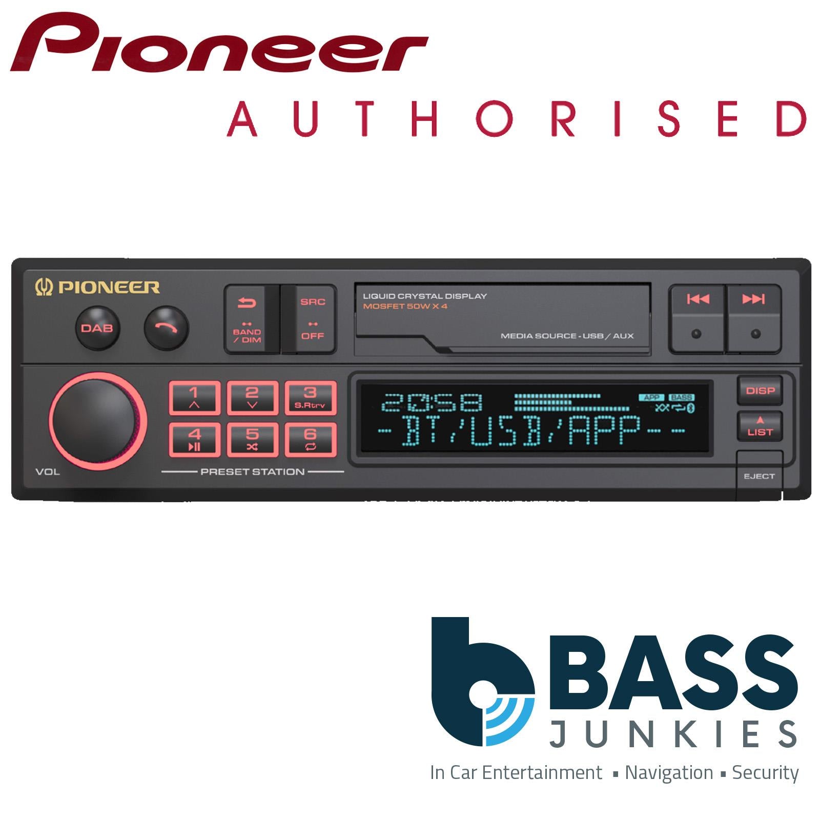 Pioneer SXT-C10PS - Retro Cassette Tape Style Bluetooth DAB+ Radio USB AUX Car Stereo
