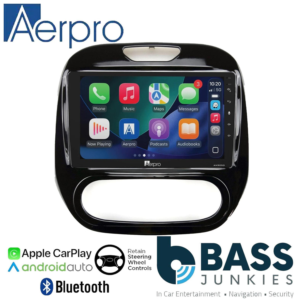 Aerpro 9" DAB CarPlay Android Car Stereo Kit For Renault Captur Black 2013-2017
