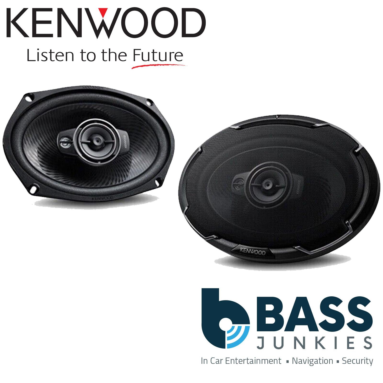 Kenwood KFC-PS6976 6x9" 1100 Watts 3-Way Coaxial Speakers & Black 6x9'' Boxes + 8m 16AWG Speaker Cable