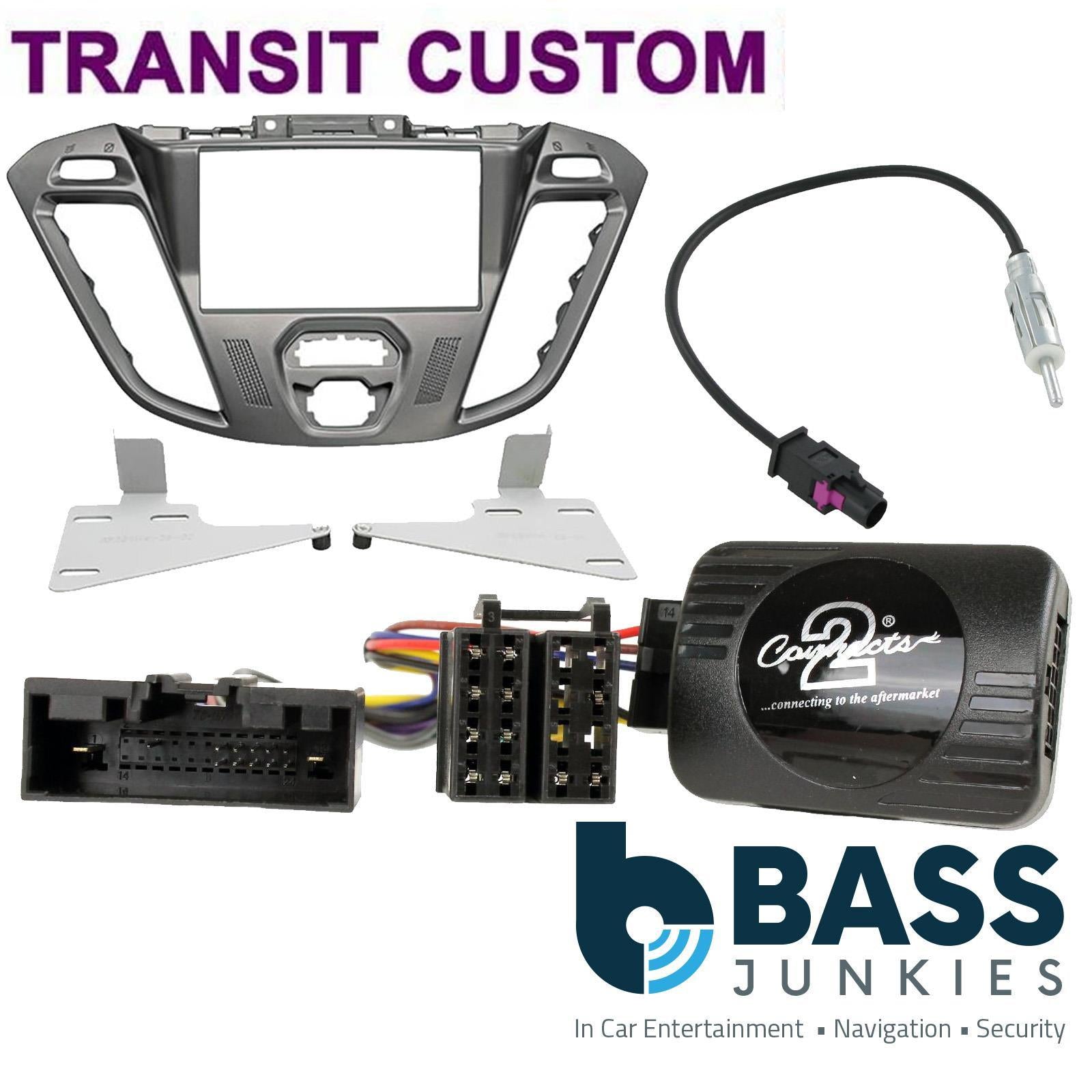 Ford Transit Custom 2012-18 Euro5 Car Stereo Silver Fascia & Steering Kit CTKFD41