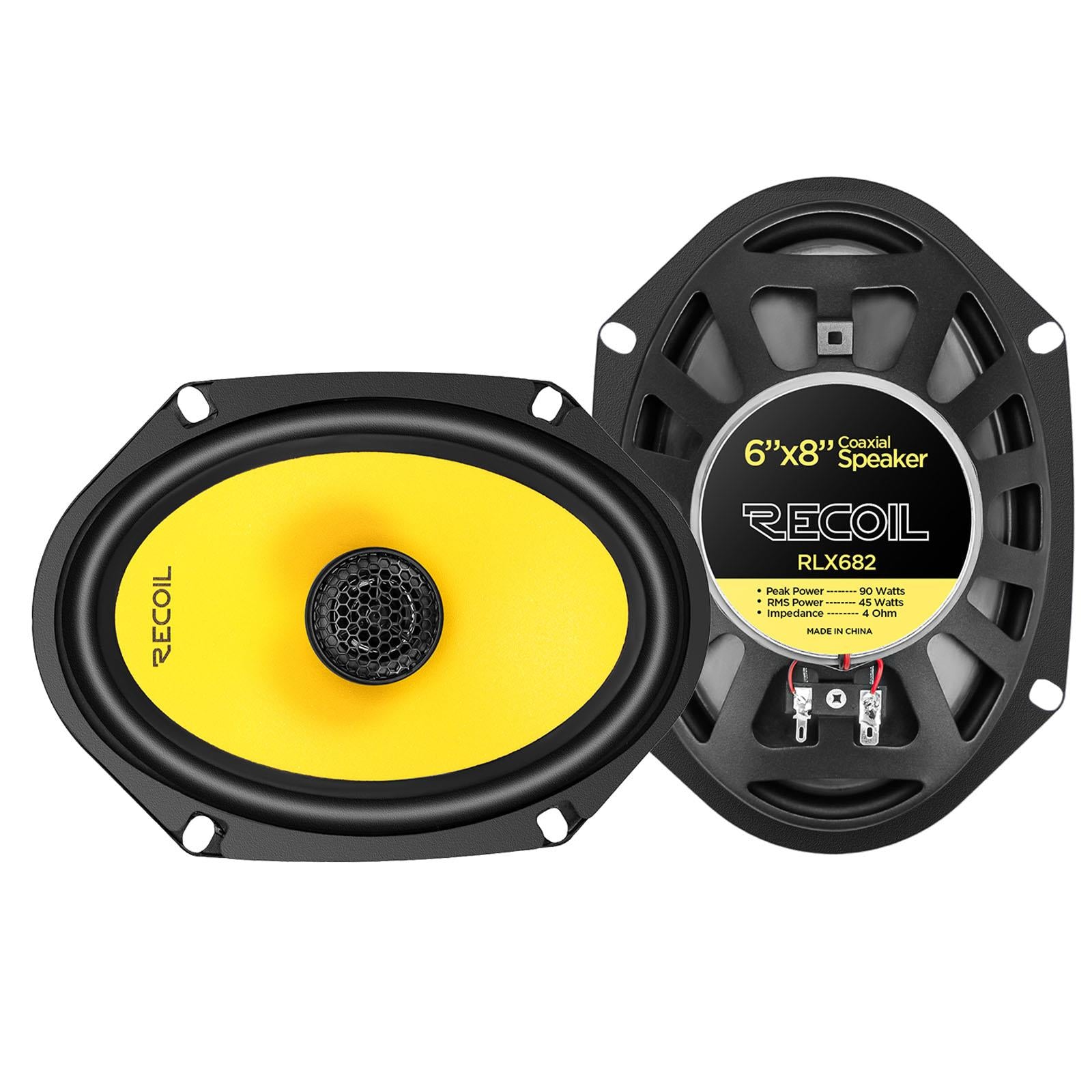Recoil RLX682 - 180 Watts 6x8" Inch 2 Way Coaxial Car Door Speakers Pair