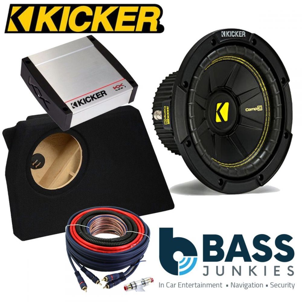 Ford Focus MK2 2004-2011 Kicker CWCS104 - CompC 10" 25cm 500 Watts Car Subwoofer Custom Bass Box Kit & Kicker KX400.1 400 Watts Monoblock Class D Car Amplifier