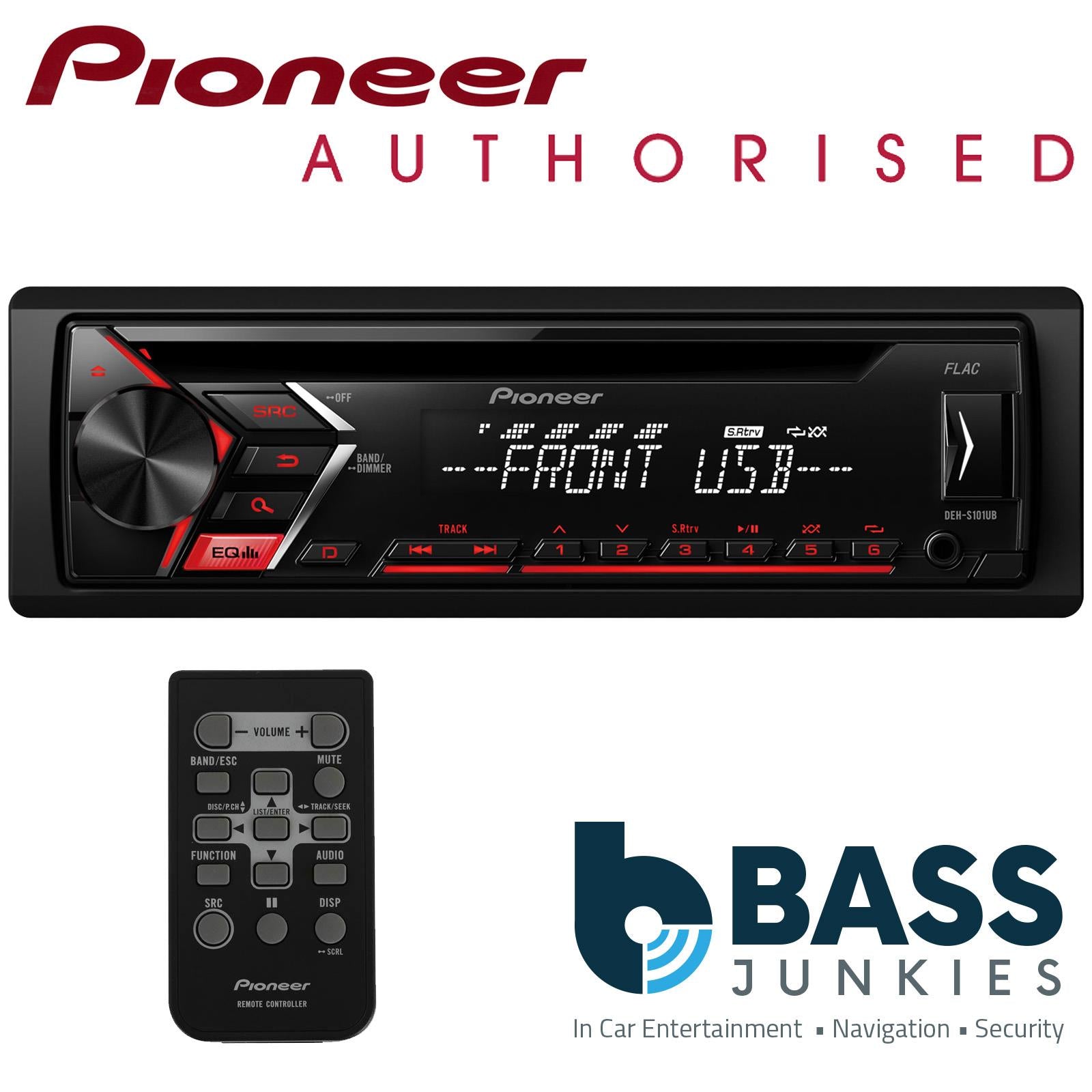 Pioneer DEH-S101UB Single Din USB CD MP3 AUX Car Stereo & Remote Red Display