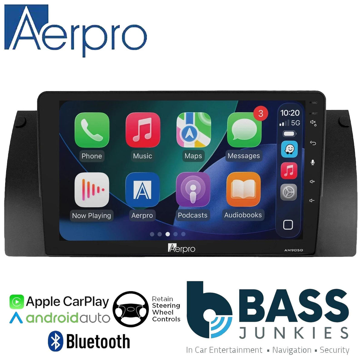 Aerpro 9" DAB CarPlay Android Car Stereo Kit For BMW 5 Series E39 1995 - 2003