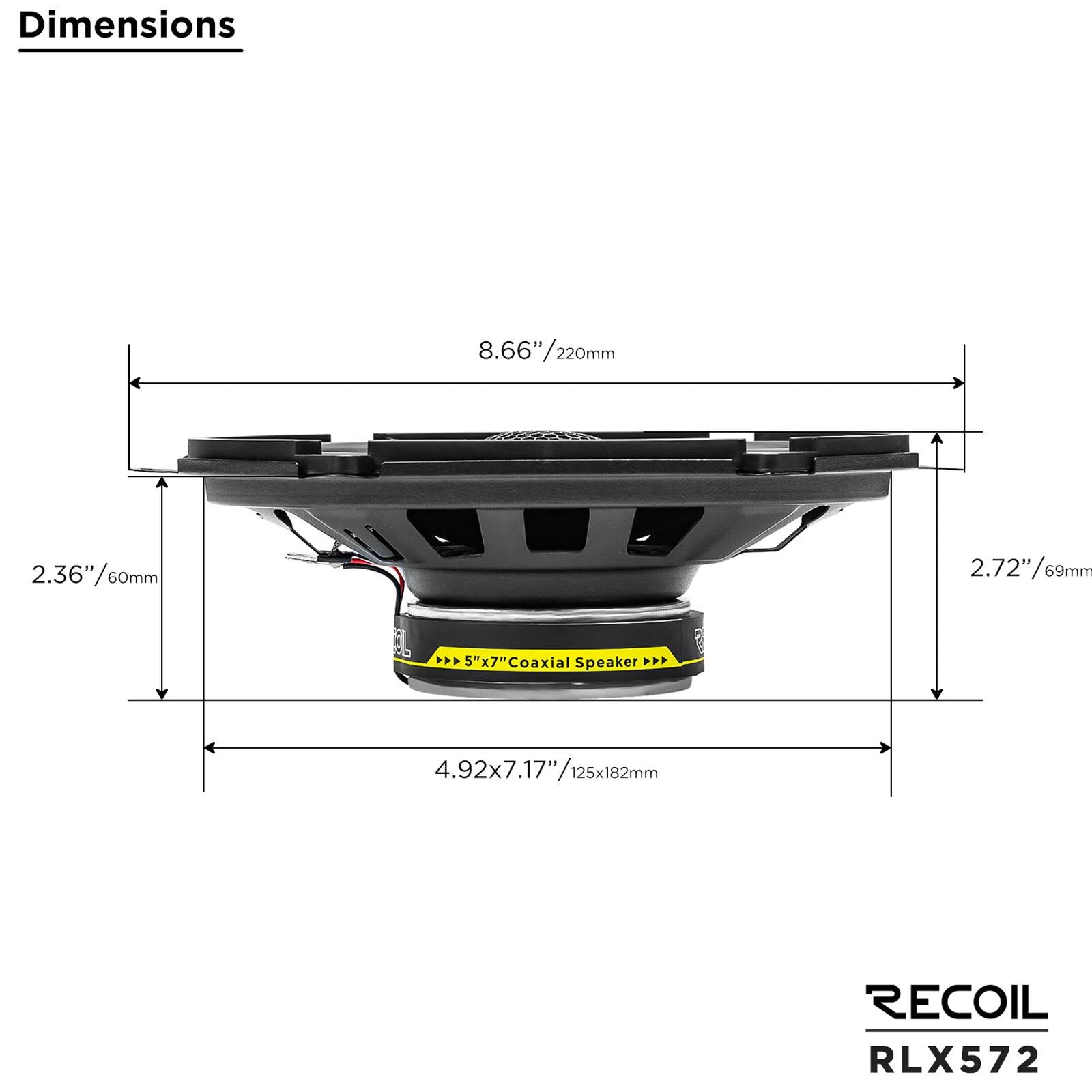 Recoil RLX682 - 180 Watts 6x8" Inch 2 Way Coaxial Car Door Speakers Pair