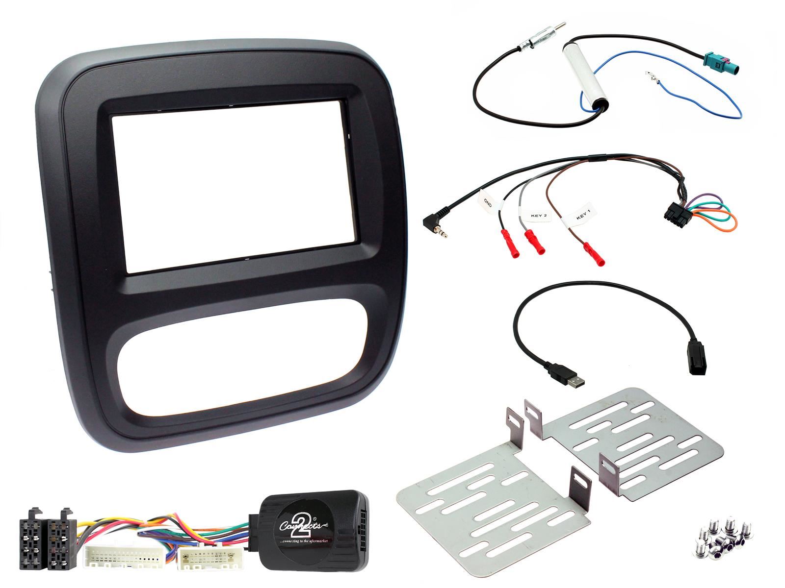 Grundig 6.8" Apple Android Double Din Stereo Fitting Kit + Steering Wheel Stalk Controls to fit Opel Vivaro 2014- | Vauxhall Vivaro 2014-18