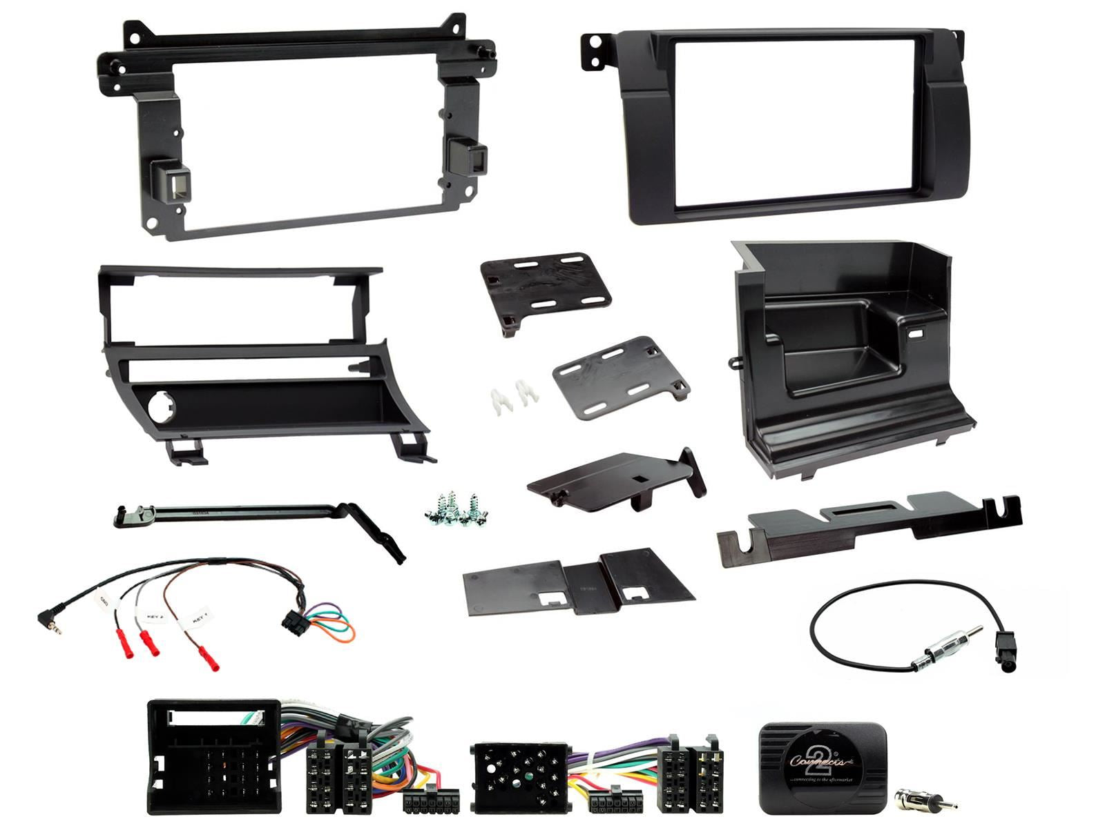 Connects2 CTKBM41L Double Din Steering Wheel ControlsFascia Panel|Aerial Adapter|Steering Wheel Controls Fitting Kit to fit BMW 3-Series 1998-05