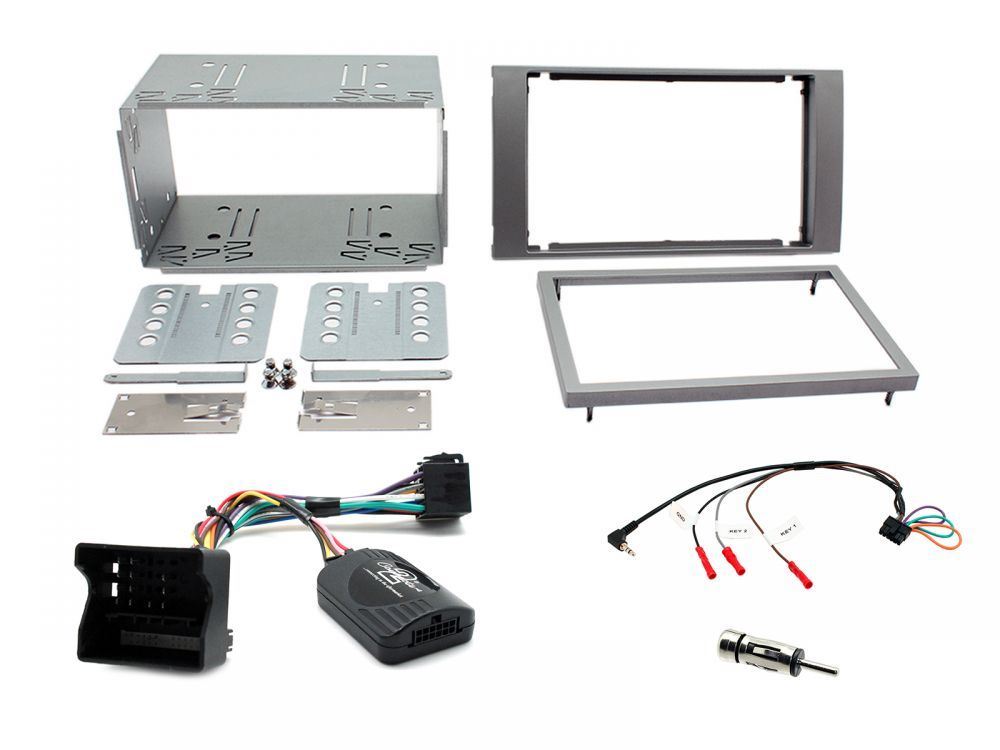 Connects 2 CTKFD48 - Ford Fiesta 2005 - 2008 Double Din Facia & Steering wheel Interface Fitting Installation Kit (Silver Facia Panel)