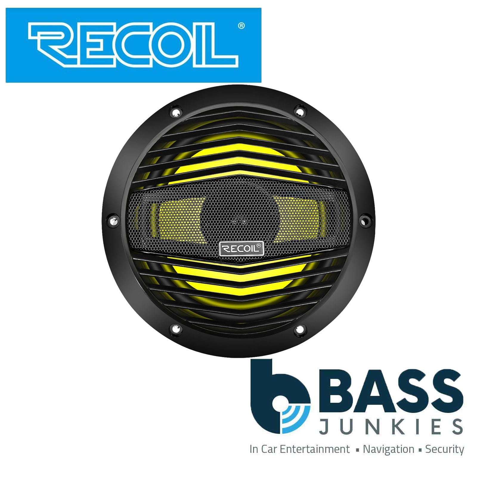 Recoil M3-8B - 8" 20cm Black Marine Boat Outdoor Speakers with Built-in RGB LED